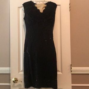 Prosecco Sequined Black Lace Cocktail dress sz 6